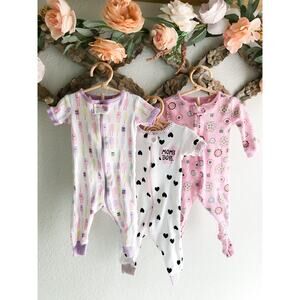 3 Darling Snug Fit Pajama Sleepers Cozy Soft 3-6mths